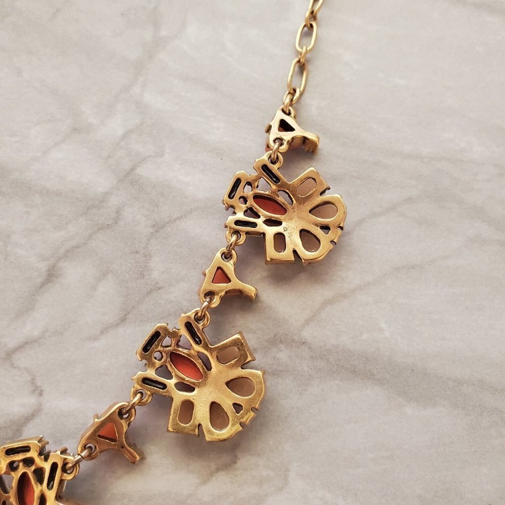 ✨ J.Crew Orange Touple Rhinestones Crystals Cluster Statement Necklace ✨ - Picture 11 of 15